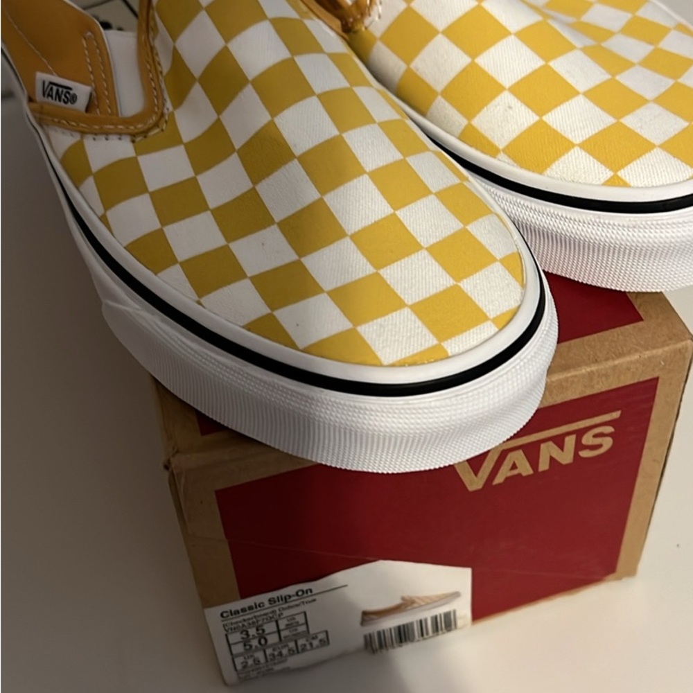 Vans Checkerboard Slip-On in Yellow & White